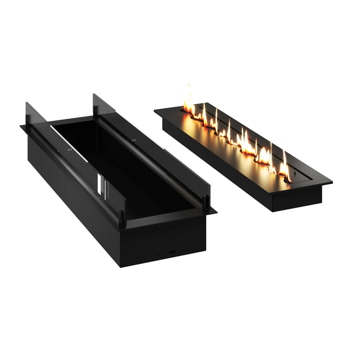 Bioethanol Einbau Brenner Ethanol Einbau Einsatz Kassette SOLO 110cm mit Glas von Wild Flame