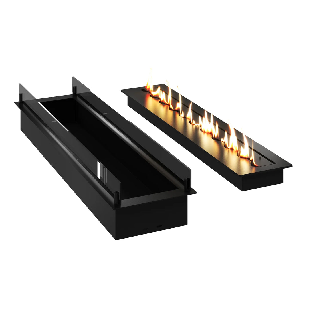 Bioethanol Einbau Brenner Ethanol Einbau Einsatz Kassette SOLO 130cm mit Glas von Wild Flame